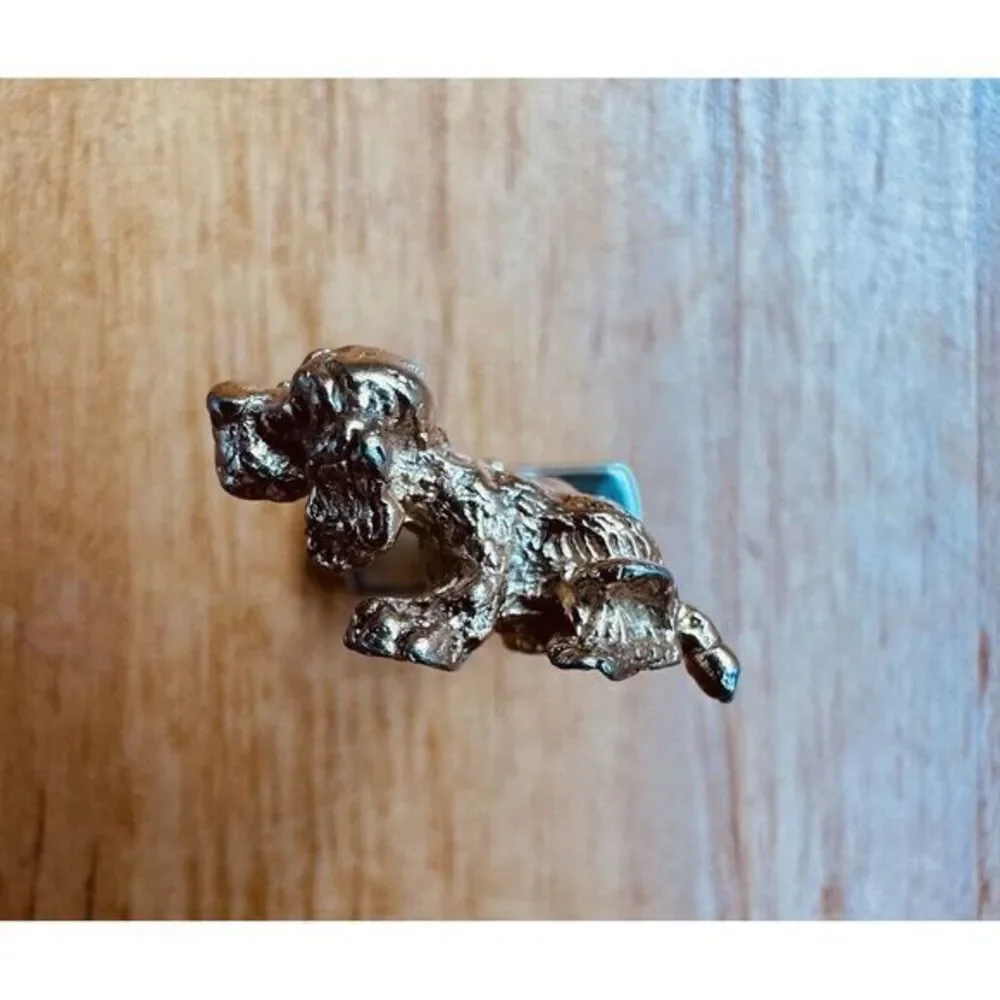 Vintage Smith Pat Pending Basset Dachshund‎ Long Hair Dog Cufflinks Gold Tone